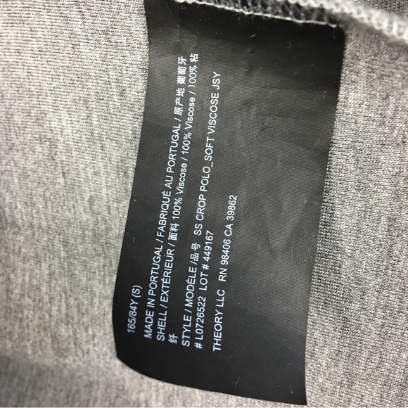 Theory Women's Cropped Polo Shirt in Grey Size S - Picture 9 of 10